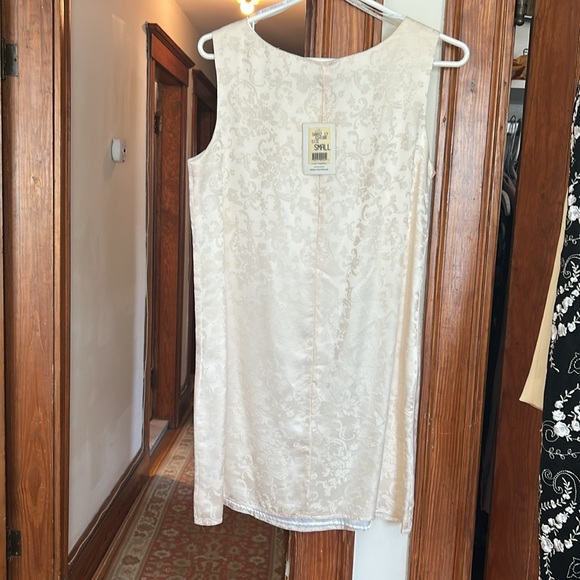 Jessica McClintock Silk Elegant Cream Sleeveless Dress - Picture 2 of 4